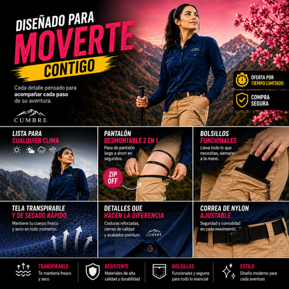 Cumbre | Camisa M/L + Correa Nylon + Pantalón Desmontable - PROMOCIÓN EXCLUSIVA DÍA DE LA MADRE