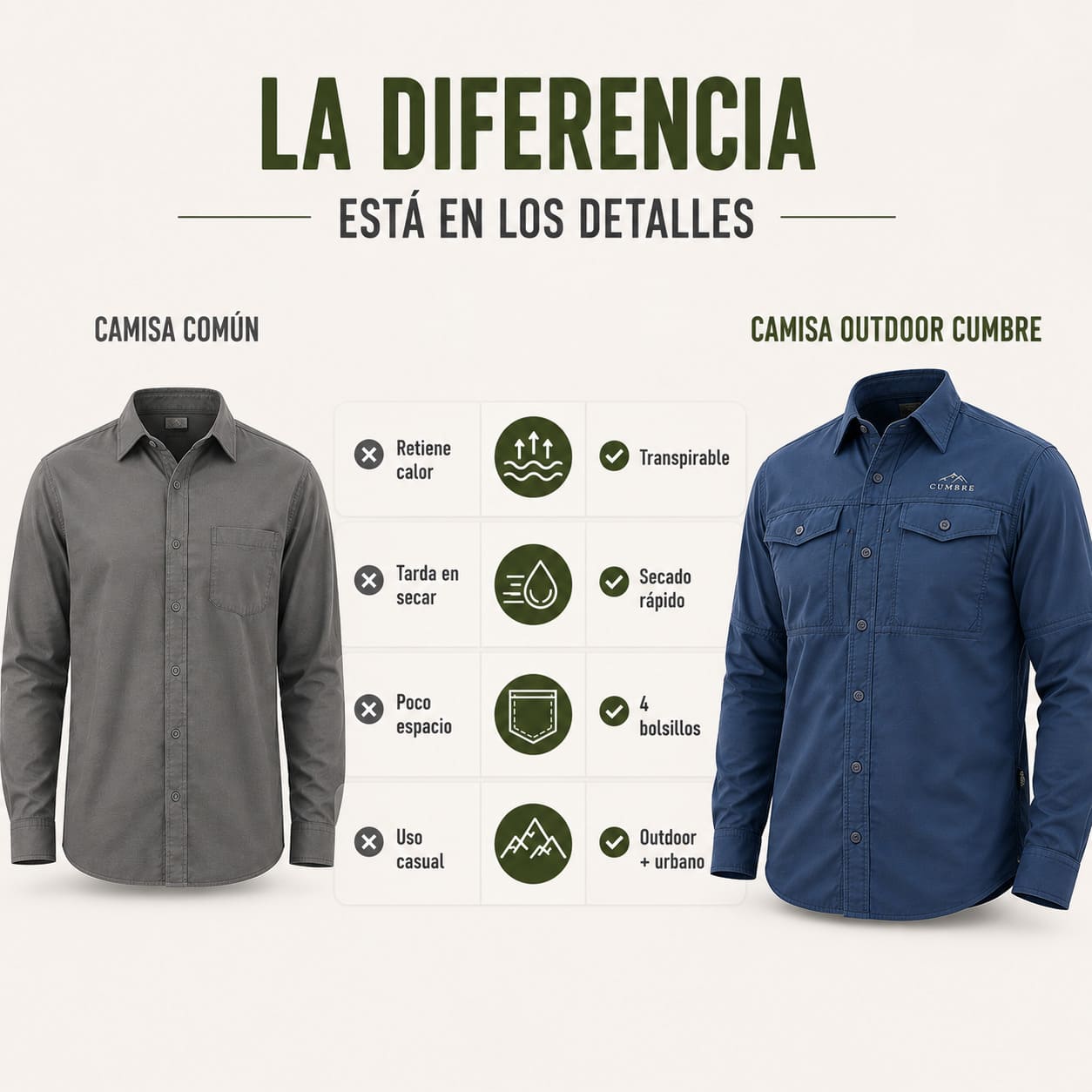Camisa Outdoor Manga Larga Hombre