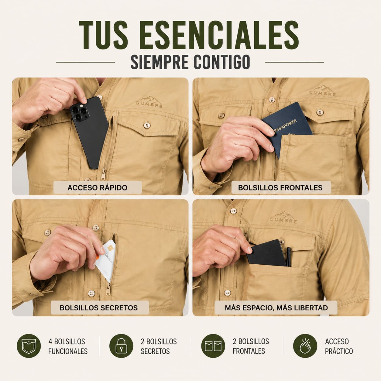 Camisa Outdoor Manga Larga Hombre