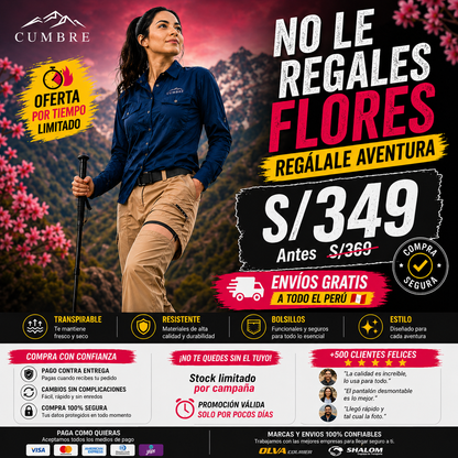 Cumbre | Camisa M/L + Correa Nylon + Pantalón Desmontable - PROMOCIÓN EXCLUSIVA DÍA DE LA MADRE