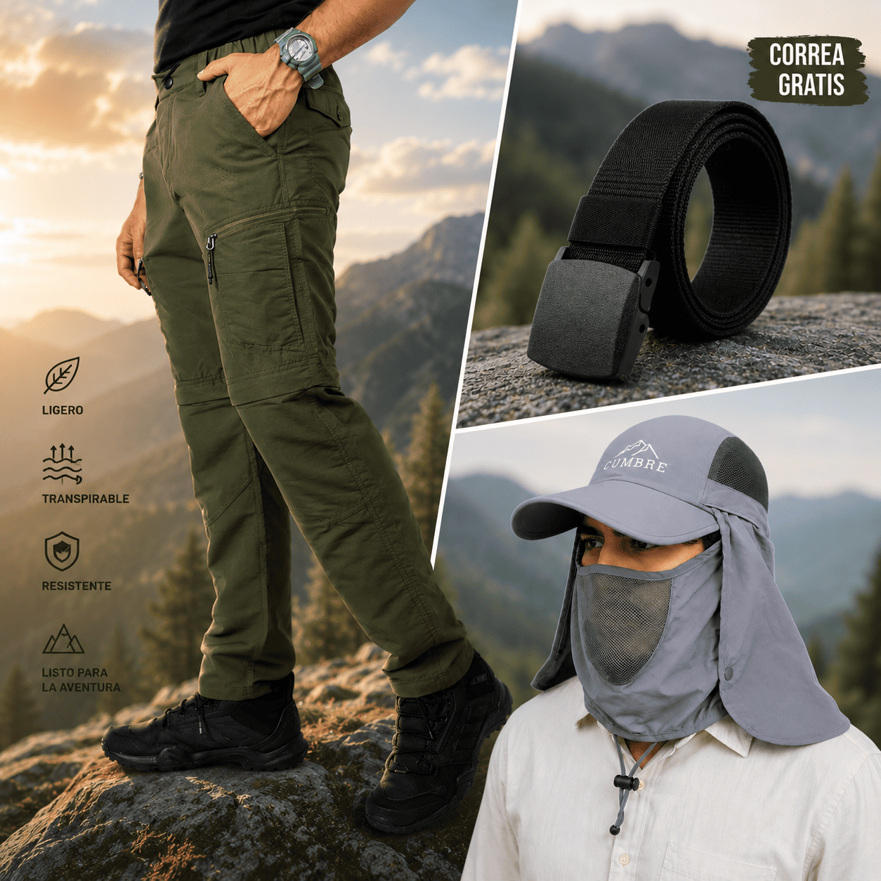 🎁 Combo Outdoor Día del Padre | Pantalón Desmontable + Gorro + Correa GRATIS