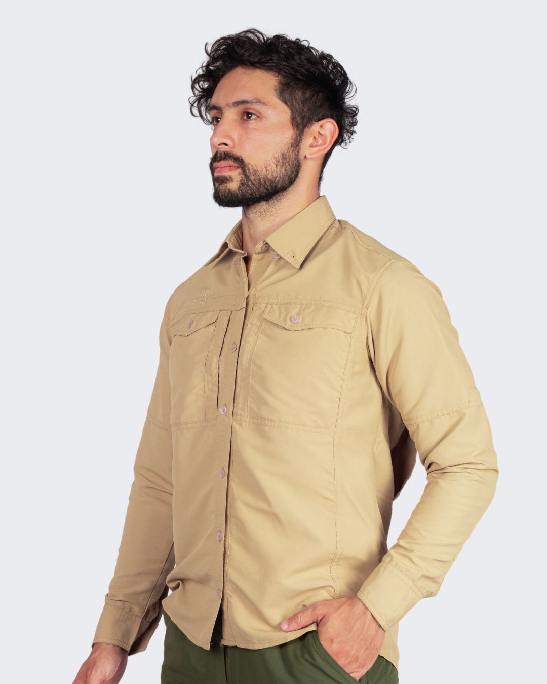 Camisa M/L Para Hombre | beige