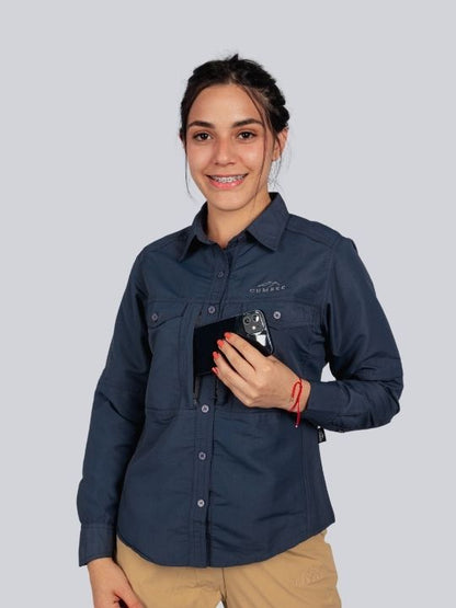 Camisa M/L Para Mujer | Gris Oscuro